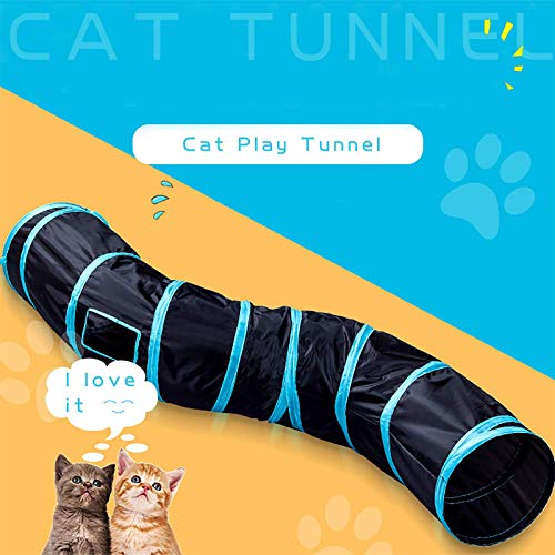 iCAGY Cat Tunnel for Indoor Cats Interactive, Rabbit Tunnel Toys, Pet Toys Play Tunnels for Cats Kittens Rabbits Puppies Crinkle Pop Up Black 47" Shape S - color: Black