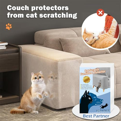 Cat Scratch Furniture Protector 12 Pack Cat Anti-Scratch Deterrent Tapes, Premium Couch Protector with Strong Stickiness - size: 12 Pack