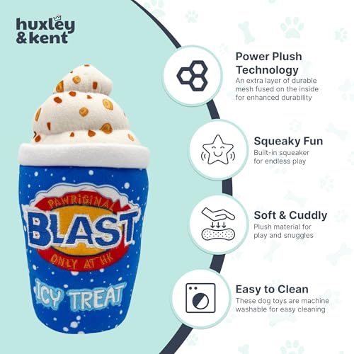 Huxley & Kent Funny Dog Toy w/Squeaker – Power Plush Squeaky Dog Toys for Small, Medium & Large Dogs – Soft Stuffed Animal for Indoor Play & Fetch - Arctic Blast Treat, Small - size: Small, style: Arctic Blast Treat