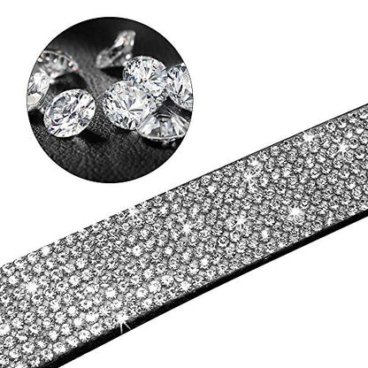 Rhinestone Dog Collar, Cute Dazzling Sparkling Soft Suede Leather Adjustable Pet Dog Cat Collar Crystal Diamond for Puppy Small Medium Large Dogs (XS:21 - 27 cm, Hot Pink) - color: Pink, size: XS:21 - 27 cm