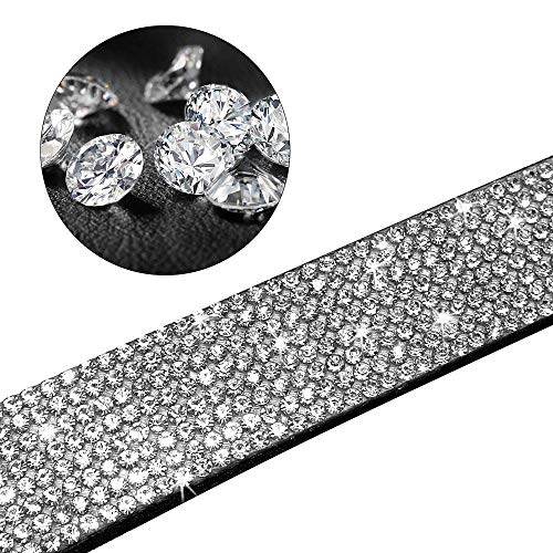 Rhinestone Dog Collar, Cute Dazzling Sparkling Soft Suede Leather Adjustable Pet Dog Cat Collar Crystal Diamond for Puppy Small Medium Large Dogs (XS:21 - 27 cm, Black-2) - color: Black-2, size: XS:21 - 27 cm
