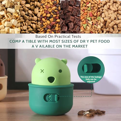 Silicone Dog Slow Feeder Toy - Interactive Puzzle Feeder & Food Dispenser for Small & Large Dogs - Enrichment Toys for Mental Stimulation - Fun Puppy Chew Toys & Cat Treat Dispenser to Keep Pets Busy - color: Bear-Green