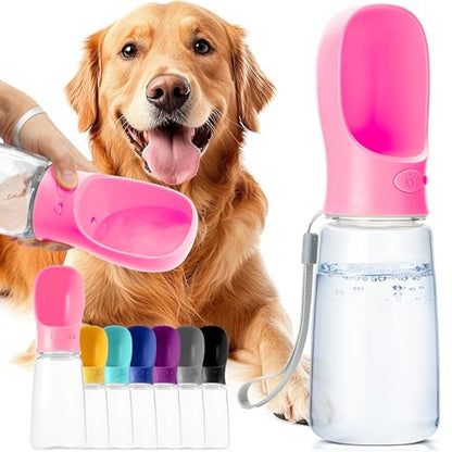 Mr. Pen- Portable Dog Water Bottle, 19 oz, Large, Leak Proof Puppy Water Dispenser with Drinking Feeder for Pets, Outdoor Walking, Hiking, Travel, Not Dishwasher Safe - color: Pink