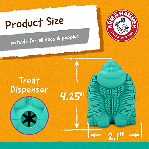 Arm and Hammer for Pets Super Treadz Gorilla Dental Chew Toy for Dogs - Reduces Plaque and Tartar Without Brushing, Baking Soda Infused, Dishwasher Safe, Dogs Up to 35 Lbs - size: Large (Pack of 1), style: A Gorilla
