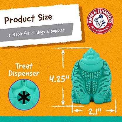 Arm and Hammer for Pets Super Treadz Gorilla Dental Chew Toy for Dogs - Reduces Plaque and Tartar Without Brushing, Baking Soda Infused, Dishwasher Safe, Dogs Up to 35 Lbs - size: Large (Pack of 1), style: A Gorilla