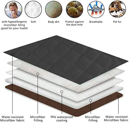 SUNNYTEX Waterproof & Reversible Dog Bed Cover Pet Blanket Sofa, Couch Cover Mattress Protector Furniture Protector for Dog, Pet, Cat (30"*70",Chocolate/Dark Grey)