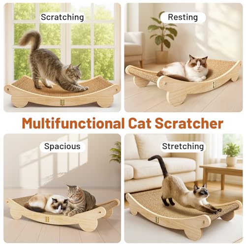 Ordora Extra Large Cat Scratcher: 31.5 inch Cat Scratch Pad&Bed Lounge for Indoor Cats - Modern Cats Furniture for Scratching and Resting - size: Extra Large scratcher