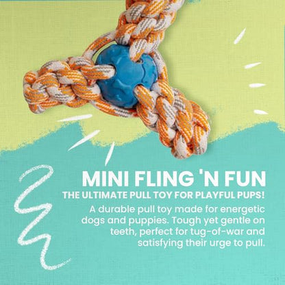 Snugarooz Mini Fling N' Fun Dog Toy – Strong Rubber & Rope Chew Toy for Aggressive Chewers - Perfect for Small Dogs - Aid Dental Health - style: Mini Fling N' Fun