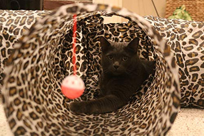 Feline Ruff 3 Way Cat Tunnel. Extra Large 12 Inch Diameter and Extra Long. A Big Collapsible Play Toy. Wide Pet Tunnel Tube for Rabbits, Kittens, Large Cats, and Dogs (Animal Print) - color: Animal Print
