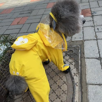 Dog Raincoat with Boots,Waterproof Dog Raincoats with Hood,Raincoat with Reflective Strap, Lightweight Rain Jacket with Leash Hole (Yellow Flower (Detachable Tail), S (3-5lb)) - color: Yellow Flower (detachable tail), size: S (3-5lb)