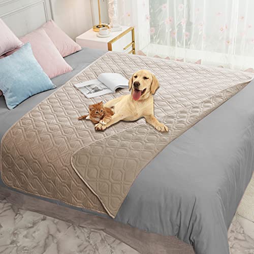 Ameritex Waterproof Blanket Reversible Dog Bed Cover Pet Blanket for Furniture Bed Couch Sofa - color: Beige, size: 30x53 Inch (Pack of 1)