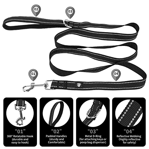Dog Collar and Leash Set,Reflective Dog Collars with Quick Release Buckle,Adjustable Nylon Pet Collar for Small Medium Large Dogs(Large,Black) - color: Black, size: Large