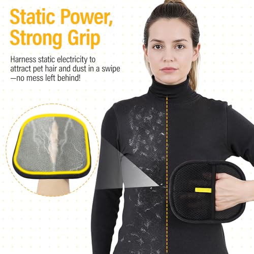 Pet Hair Removal Glove for Cats & Dogs, Electrostatic Pet Hair Remover Gloves for Cats Hair, Reusable Magic Brush Pet Hair Remover Tool for Couch, Pet Bed, Clothes(1pc) - color: Black