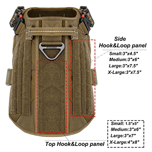 ICEFANG Tactical Dog Harness,X-Large Size, 2X Metal Buckle,Working Dog MOLLE Vest with Handle,No Pulling Front Leash Clip,Hook and Loop Panel - color: Brown, size: X-Large (Pack of 1)