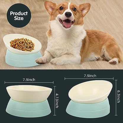 Bulldog Bowl Anti-Slip Dog Cat Dish Detachable Rubber Dog Bowl Pet Sterile Tilted Pet Feeder Slope Base (Green, 3.5 Cup (Medium/Large Dog)) - color: Green, size: 3.5 Cup ( Medium/Large Dog )