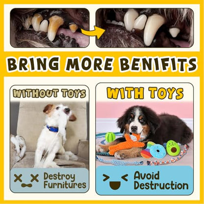 Zeaxuie 9 Pack Luxury Puppy Toys for Teething Small Dogs, Puppy Chew Toys with Cute Squeaky Dog Toys, Ball and More Rope Dog Chew Toys - color: 9 Pack (No-stuffed Fox)