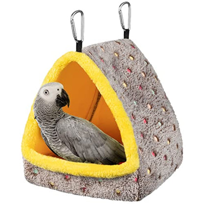 Large Winter Warm Bird Nest House, Comfortable Bird Bed for Cage with Mat, Hanging Hammock Shed Hideaway Hut Gift for Macaws African Grey Amazon Parrots - size: Large