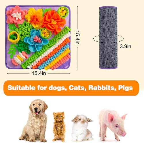 Snuffle Mat for Dogs, Sniff Mat Slow Feeding Mat for Small Pets Cats, Rabbits - Help Stress Relief and Training - Stimulate Your Pet's Foraging Skills! (Purple) - color: Purple