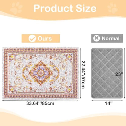 Glittme Cat Litter Mat with Non-Slip Bottom Litter Box Mat 33"X22" Litter Trapping Mat Easy to Clean Washable Cat Food Mat for Kitty,L - color: Brown, size: 33"x22"