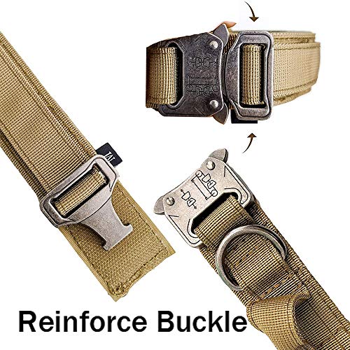 Tactical Dog Collar and Leash Set Adjustable Military Nylon Dog Collar with Control Handle and Heavy Duty Metal Buckle for Large Dogs （Brown S - color: Brown SET(collar+leash), size: Small (Pack of 1)