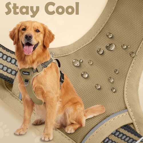 Funfox Dog Harness No Pull, Adjustable Pet Vest Harness, Super Soft Material with Vertical Handle Easy Control, Reflective Night Walking, 2 Leash Clips for Small Sized Dogs, Brown, S - color: Brown, size: Small