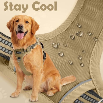 Funfox Dog Harness No Pull, Adjustable Pet Vest Harness, Super Soft Material with Vertical Handle Easy Control, Reflective Night Walking, 2 Leash Clips for Small Sized Dogs, Brown, S - color: Brown, size: Small