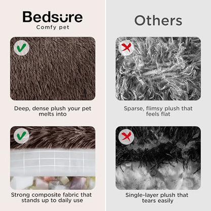 Bedsure SupportMax™ Calming Dog Bed Medium Size Dog - 30in Donut Round Washable Medium Pet Bed,Anti-Slip＆Removable Cover,420GSM Anti-Anxiety Fluffy Plush Faux Fur,Fits up to 45 lbs Pets - color: Chestnut Brown, size: M(30x30x7)