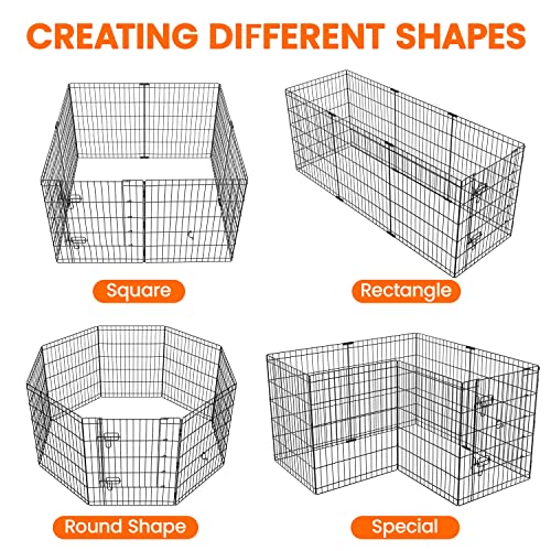 Yaheetech 30" High 8 Panel Foldable Metal Dog Exercise Pen Pet Playpen Dog Fence Outdoor & Indoor Use for Small Animals with Door Black - size: 30"