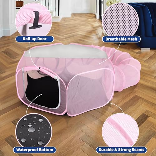 Foldable Cat Tunnel Playpen - Detachable Indoor/Outdoor Pet Enclosure with Storage Bag | Portable Cat Tent & Play Tunnel