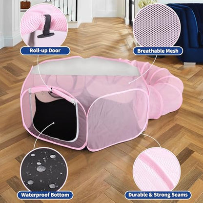 Foldable Cat Tunnel Playpen - Detachable Indoor/Outdoor Pet Enclosure with Storage Bag | Portable Cat Tent & Play Tunnel