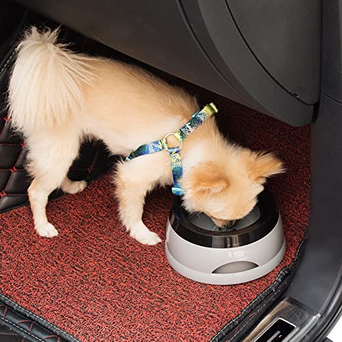 Dog Bowl Pet Water Non-Drip Slow Feeders Cats Dispenser 25oz for Travel Cats Dog Dispenser for Vehicle Car Travel for Crates - color: Blue