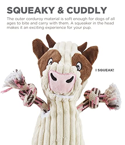 Outward Hound Ranch Roperz Cow Plush Squeaky Dog Toy - color: Ranch Roperz Cow