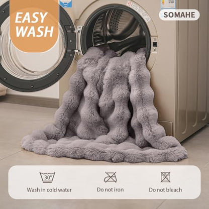 Pet Blanket, Reversible Sherpa & Bubble Fleece Pet Throw, Ultra-Soft Plush for Cats & Small Dogs, Machine Washable, Anti-Static, Warm & Cozy,28"×22" Inch Gray - color: Gray, size: 28"L x 22"W Inches