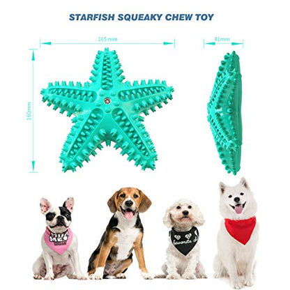 Squeaky Chew Toy - Starfish Water Floating Toy for Dogs, Natural Tooth Brush Teeth Cleaning for Small Medium Dogs - Blue - color: Starfish Blue