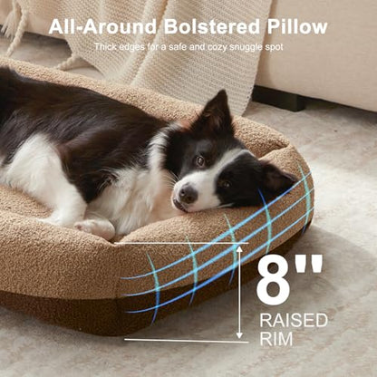 Washable Dog Bed Medium Large Size Dogs, Rectangle Comfy Fluffy Pet Bed, Removable Zipper Cover Machine Wash, Soft Orthopedic Bed Durable Pet Cuddler with Anti-Slip Bottom,30"x24"x8",Brown - color: Brown, size: M Plus(30''x27''x8'')