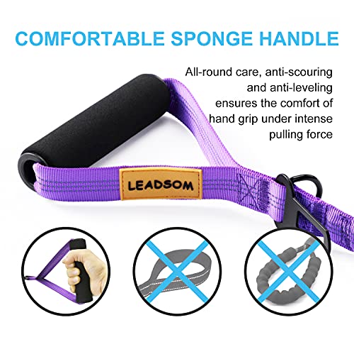6FT Highly Reflective Heavy Duty Elastic Bungee Medium and Large Dog Leash Shock Absorbing with Comfortable Padded Handle and Traffic Handle Suitable for Training - color: Purple