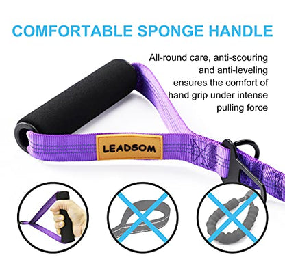 6FT Highly Reflective Heavy Duty Elastic Bungee Medium and Large Dog Leash Shock Absorbing with Comfortable Padded Handle and Traffic Handle Suitable for Training - color: Purple