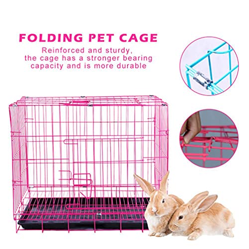 Hemobllo Wire Dog Crate Folding Cage, Portable, Easy to Install, Durable, Secure, Warm - color: Pink, size: 23.6"L x 16.5"W x 19.7"H