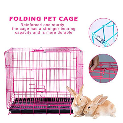 Hemobllo Wire Dog Crate Folding Cage, Portable, Easy to Install, Durable, Secure, Warm - color: Pink, size: 23.6"L x 16.5"W x 19.7"H