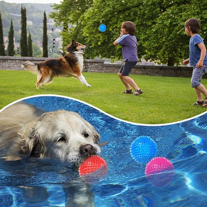 6 Pack 3.5” Squeaky Dog Balls for Large and Medium Dogs, Spiky Balls for Teething Puppies - color: Medium Set of 6