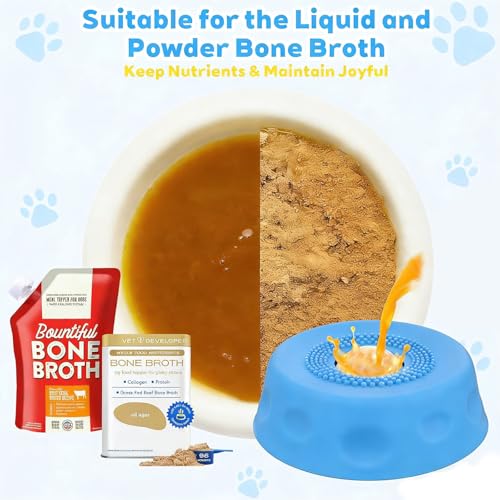 Slow Feeder Dog Bowls for Liquid Treats, Ball-in Interactive Bone Broth Dog Lick Bowl, 250ml Pup Lick Mat Toy for Large Medium Small Breeds, Ideal for Dietary Supplement & Post-op Nutrition (Blue) - color: Blue