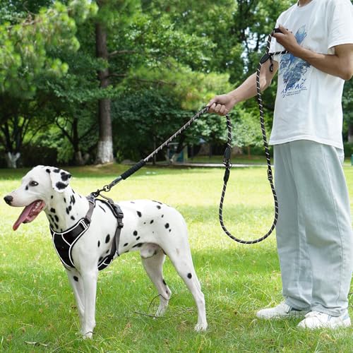 Cymiler Hands Free Dog Leash, 8 Ft Reflective Cross-Body Pet Rope Leashes with Sponge Handle, Heavy Duty Nylon, for Running, Hiking, Training, Waist Leash for Small Medium Large Dogs (Black) - color: Black
