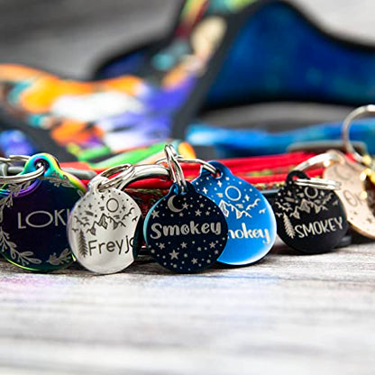 Personalized Dog Tag with 5 Lines of Custom Deep Engraved Durable Stainless Steel Pet ID Name Tag Designer Small Size Round - size: Small, style: Round