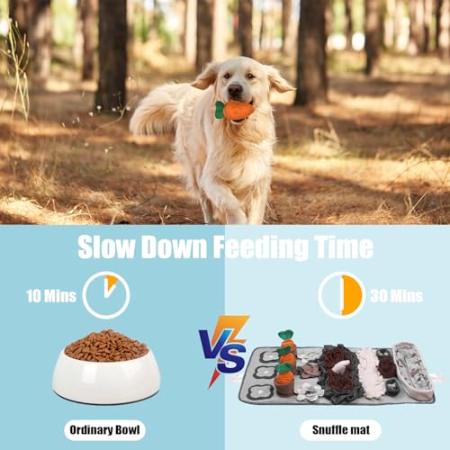 Snuffle Mat for Dogs Large Breed - 32'' X 20'' Washable Durable Sniff Mat for Slow Feeding Training, Enrichment Puzzle Toy for Mental Stimulation & Stress Relief - color: Gray-Black