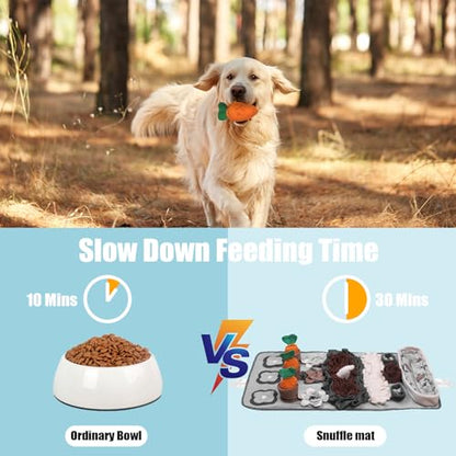 Snuffle Mat for Dogs Large Breed - 32'' X 20'' Washable Durable Sniff Mat for Slow Feeding Training, Enrichment Puzzle Toy for Mental Stimulation & Stress Relief - color: Gray-Black