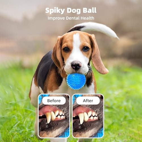 6 Pack 3.5” Squeaky Dog Balls for Large and Medium Dogs, Spiky Balls for Teething Puppies - color: Medium Set of 6