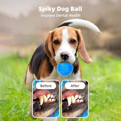 6 Pack 3.5” Squeaky Dog Balls for Large and Medium Dogs, Spiky Balls for Teething Puppies - color: Medium Set of 6