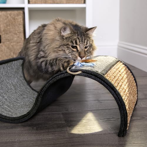 Petlinks Dream Curl Carpet Cat Scratcher, Dual-Surface Cat Scratching Post, Lounge & Hide Scratchers for Cats & Kittens, Gray, Furniture Protector, One Size Fits All Cats