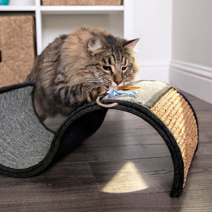 Petlinks Dream Curl Carpet Cat Scratcher, Dual-Surface Cat Scratching Post, Lounge & Hide Scratchers for Cats & Kittens, Gray, Furniture Protector, One Size Fits All Cats