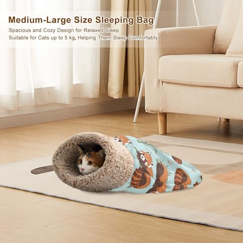 Cute Red Panda Animals Cat Bed Small Dog Bed Cat Beds Pet Sleeping Bag Comfortable Fuzzy Beds for Pets Indoor Winter